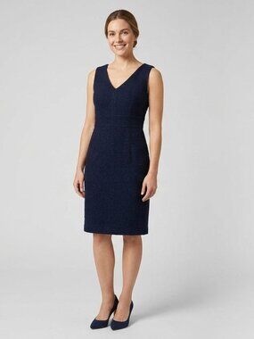 Nicole Miller Navy Blue Boucle Shift Dress